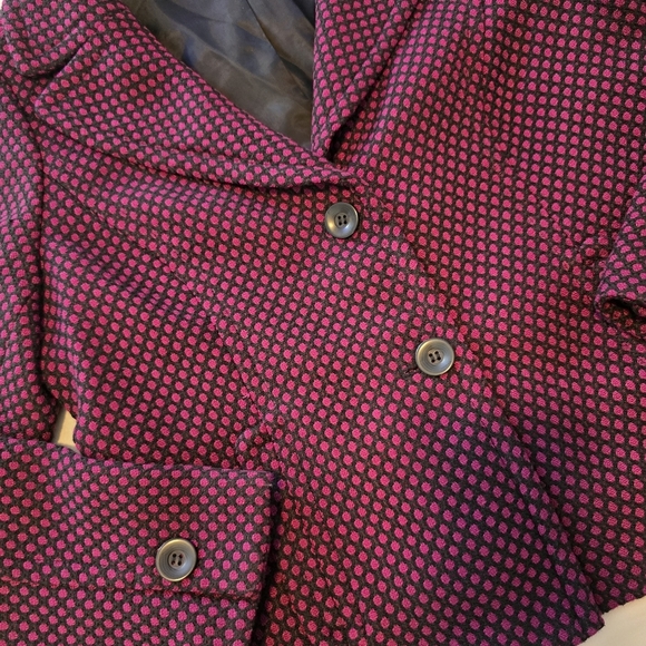 Ann Taylor Pink & Black Jacquard Skirt Suit Set Size 14 - Picture 4 of 8